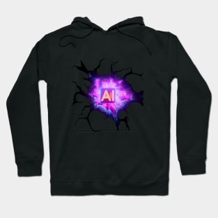 Artificial Intelligence Heart  Anamorphic Illusion  ( Large Print ) Hoodie